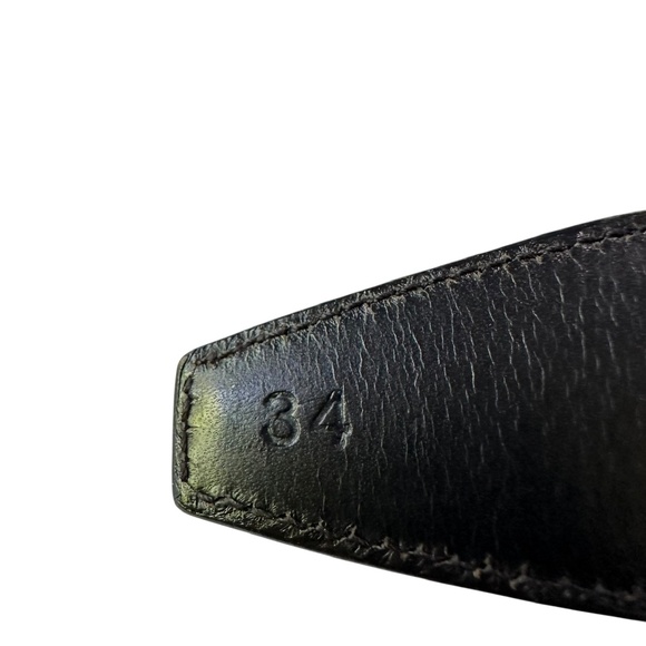 Genuine SALVATORE FERRAGAMO Black Patent Leather Belt 34 Made In Italy Unisex